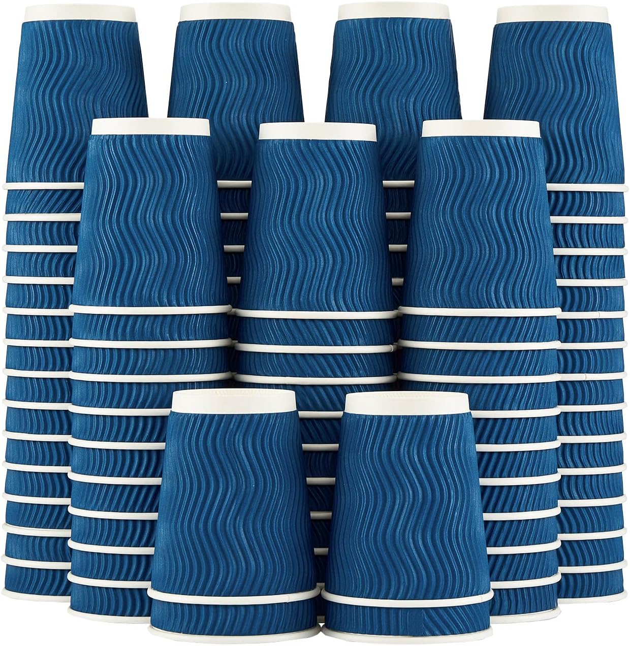 Lamosi 120 Pack 8 oz Ripple Paper Cups - Hot or Cold, Navy