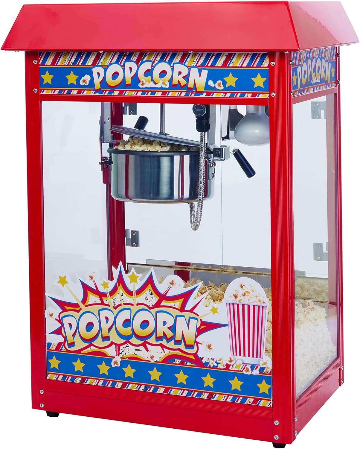 Winco 8oz Red Popcorn Machine - Non-Stick Kettle