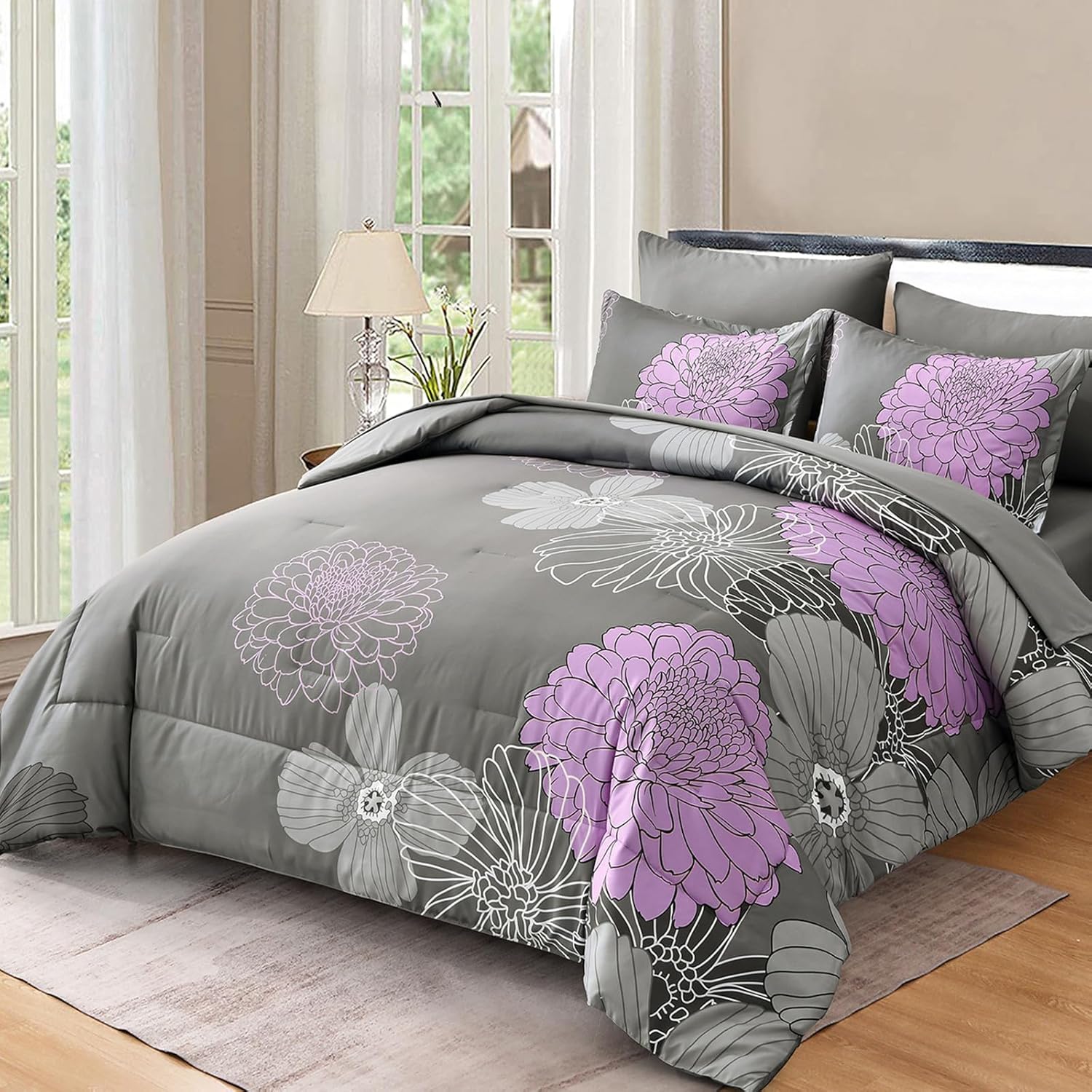 Yiran 7 Pieces Bed in a Bag Comforter Set for Queen Size