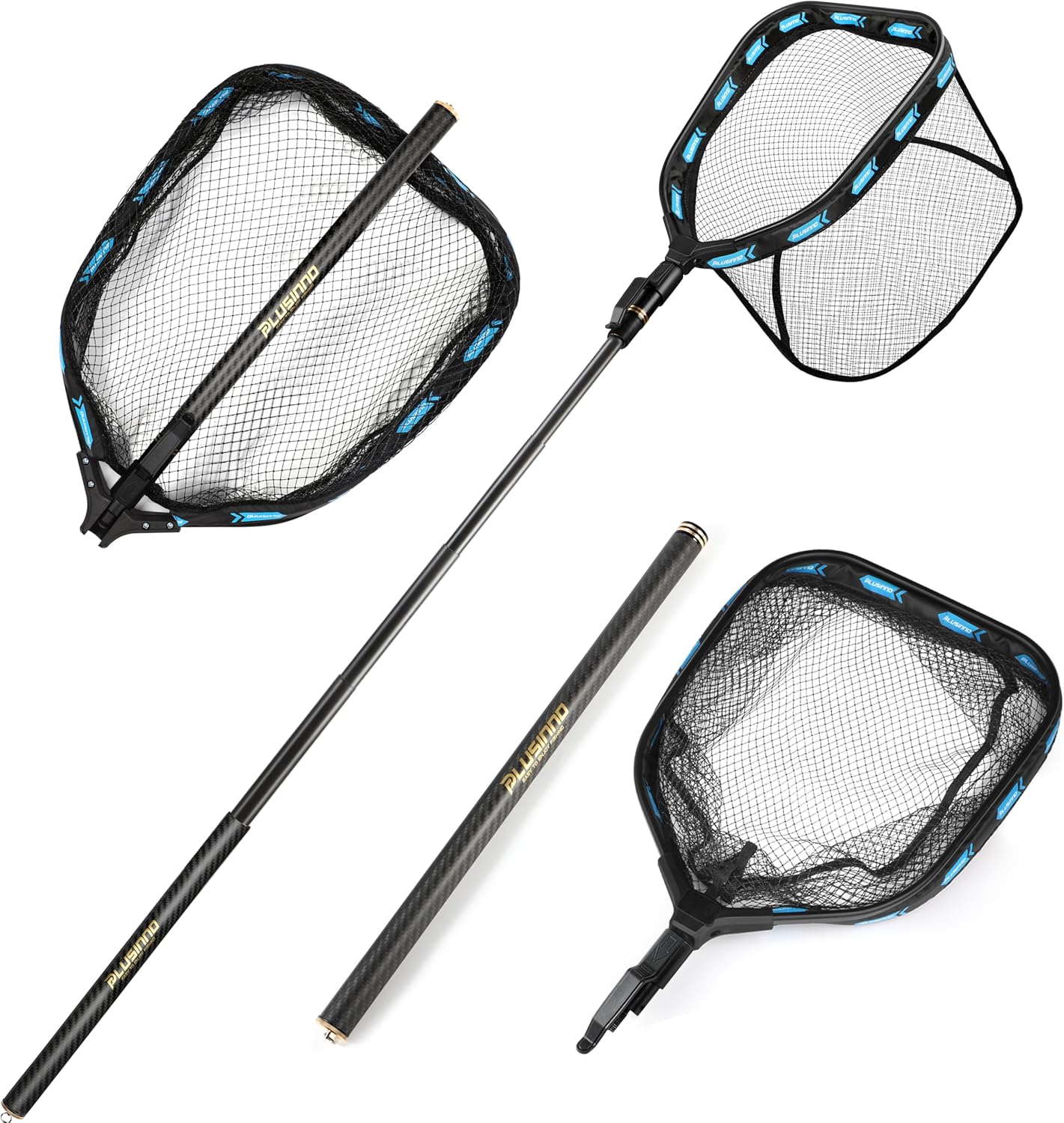 PLUSINNO Floating Fishing Net with Telescoping Handle for Anglers