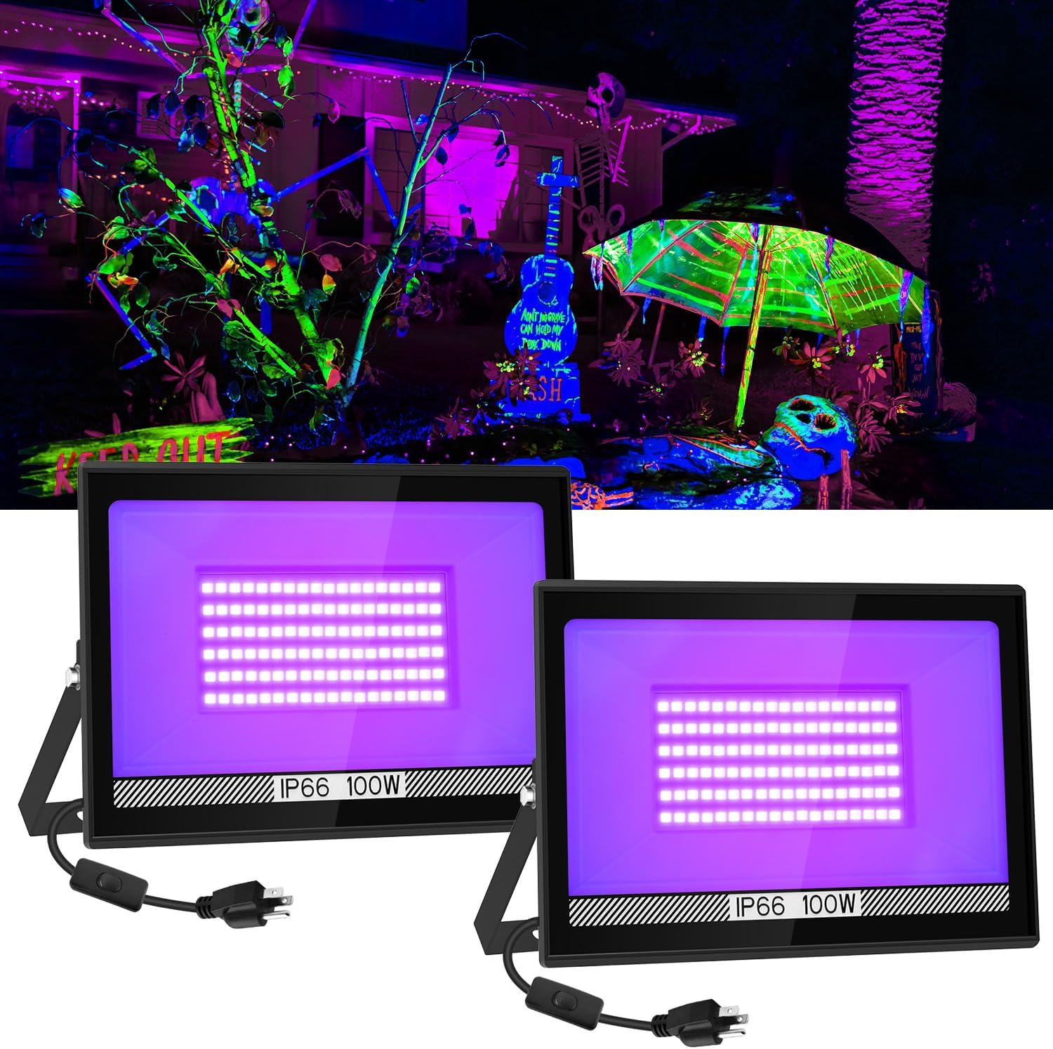 100W LED Black Lights for Glow Parties and Stage Lighting