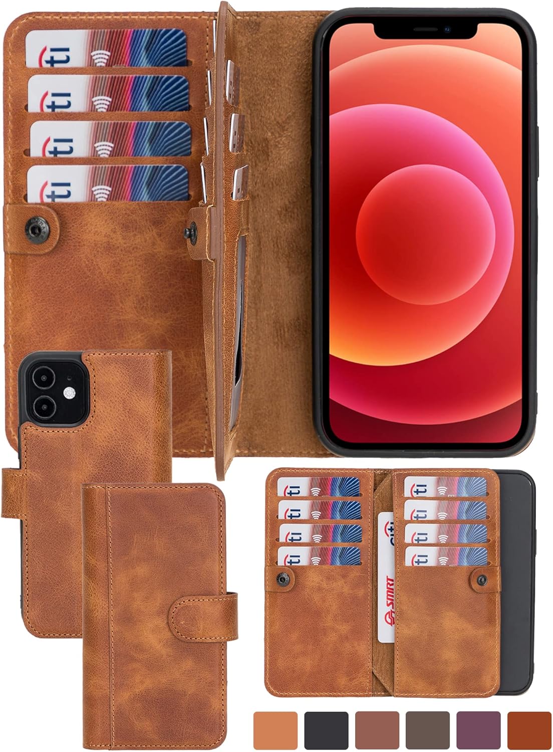 Genuine Premium Leather Wallet Case for iPhone 7 Plus / 8 Plus