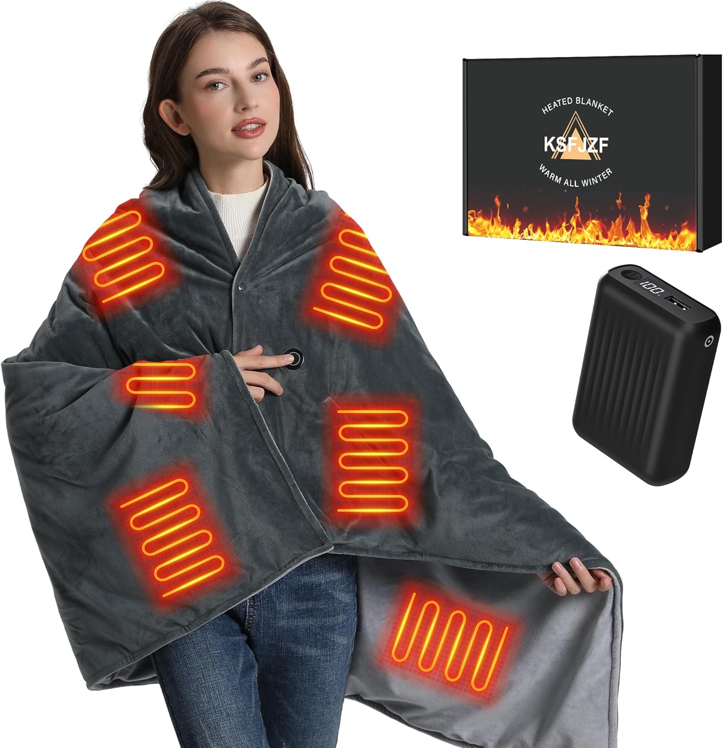 Cozy Cordless Heated Blanket - Fast Heating, 3 Heat Levels
