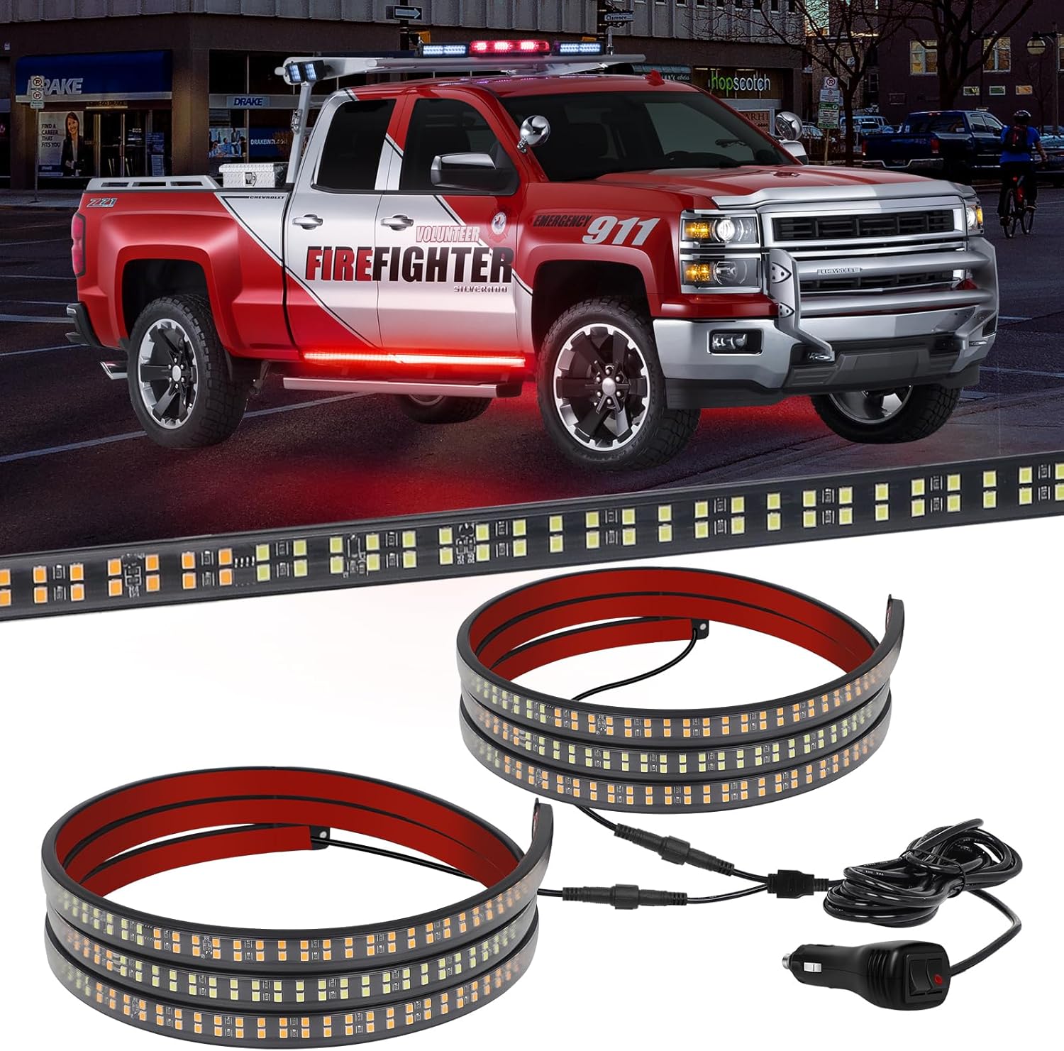 XRIDONSEN 70 inch Truck Red Emergency Lights Strip for Safety