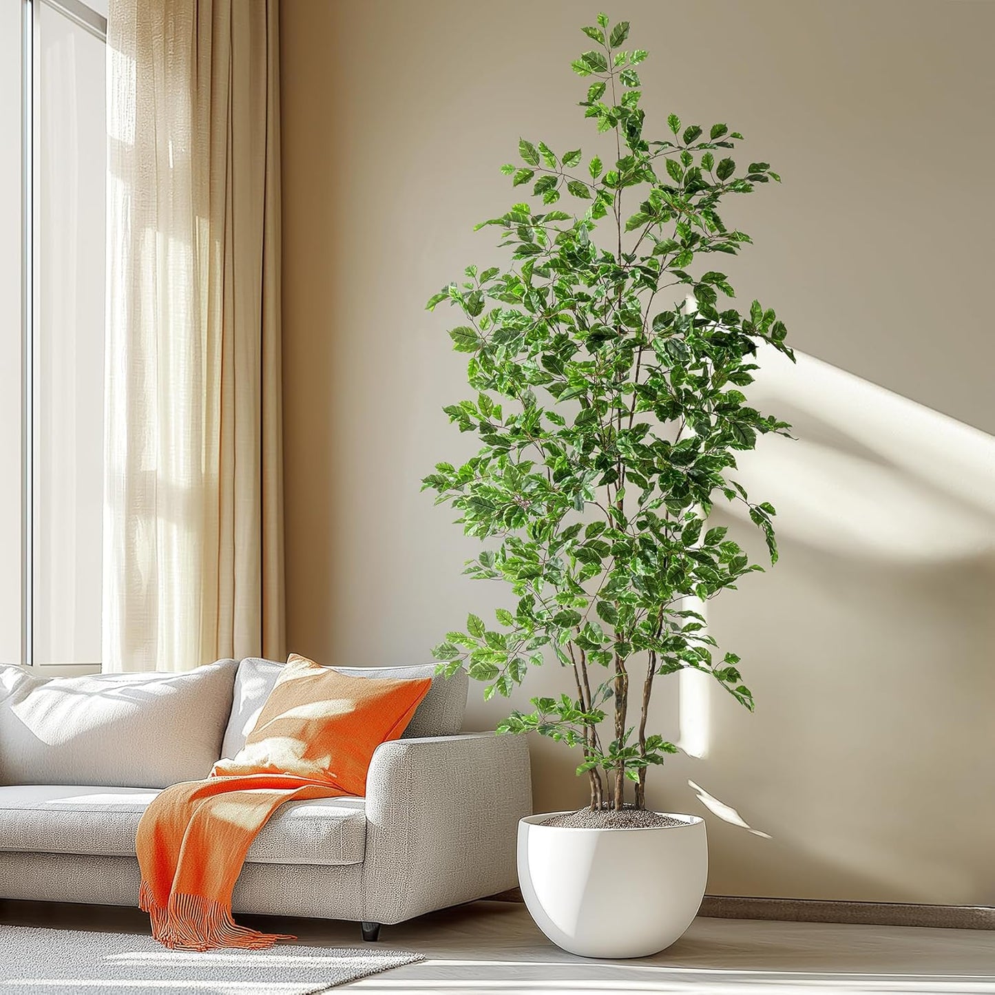 7FT Fake Ficus Tree for Home Decor - Lifelike Indoor Plant