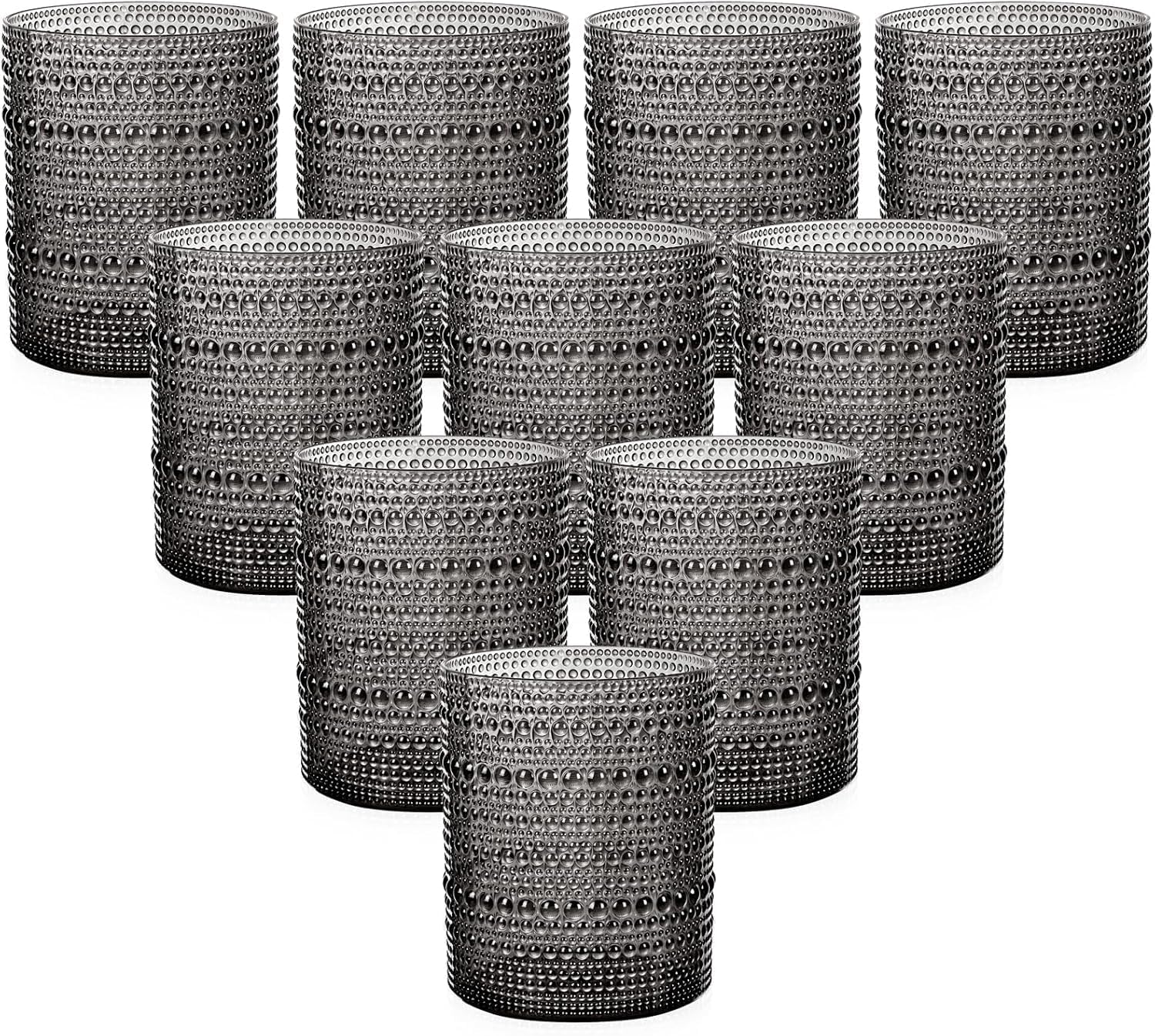 YOUBET 24PCS Plastic Drinking Glasses - Vintage Hobnail Style