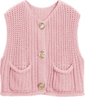 Crochet Chunky Knit Top Sleeveless Button Down Crop Top - Cozy