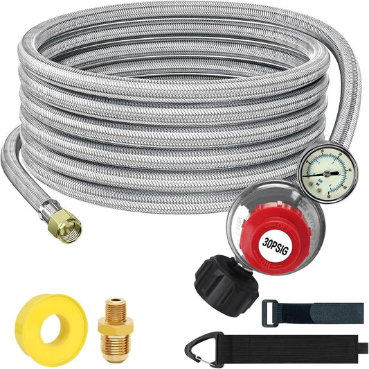 0-30 PSI High-Pressure Adjustable Propane Regulator with Gauge