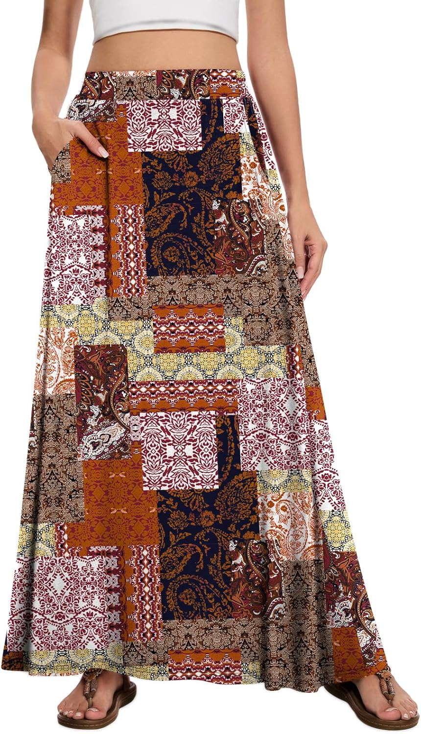 Womens Maxi A-line Long Skirt Casual with Pockets for All Occasions