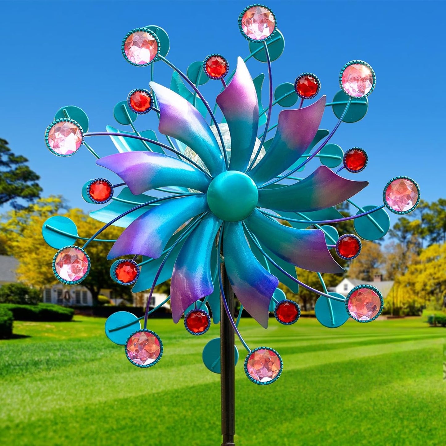 Solar Wind Spinners for Yard and Garden - 60.6 Inch Kinetic Art