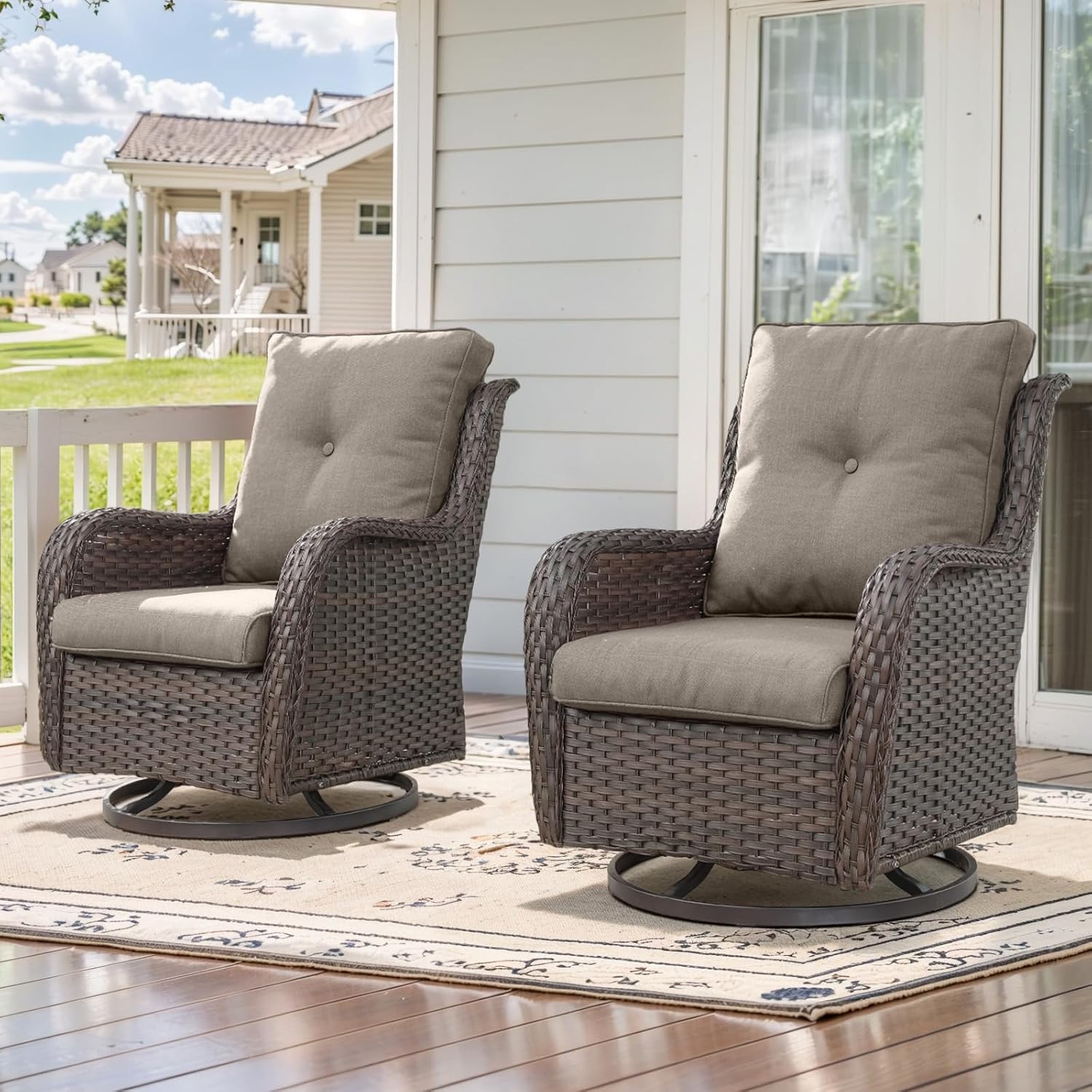 Outdoor Swivel Rocker Patio Chairs Set of 2 for Comfort