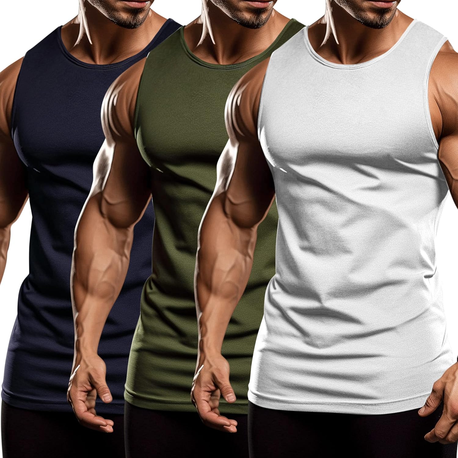 COOFANDY Men's 3 Pack Workout Tank Tops for Gym and Fitness