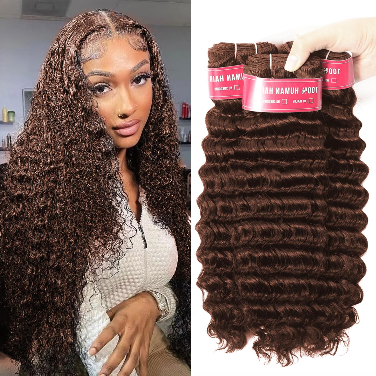Deep Wave Human Hair Bundles 14 16 18 Inch for Women
