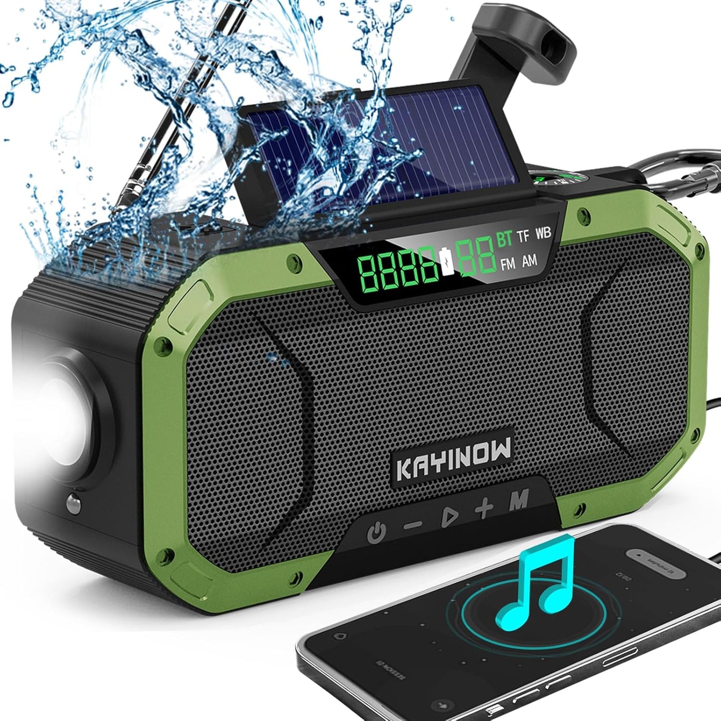 Hand Crank Solar Power Emergency Radio with Bluetooth Speaker