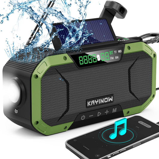 Hand Crank Solar Power Emergency Radio with Bluetooth Speaker