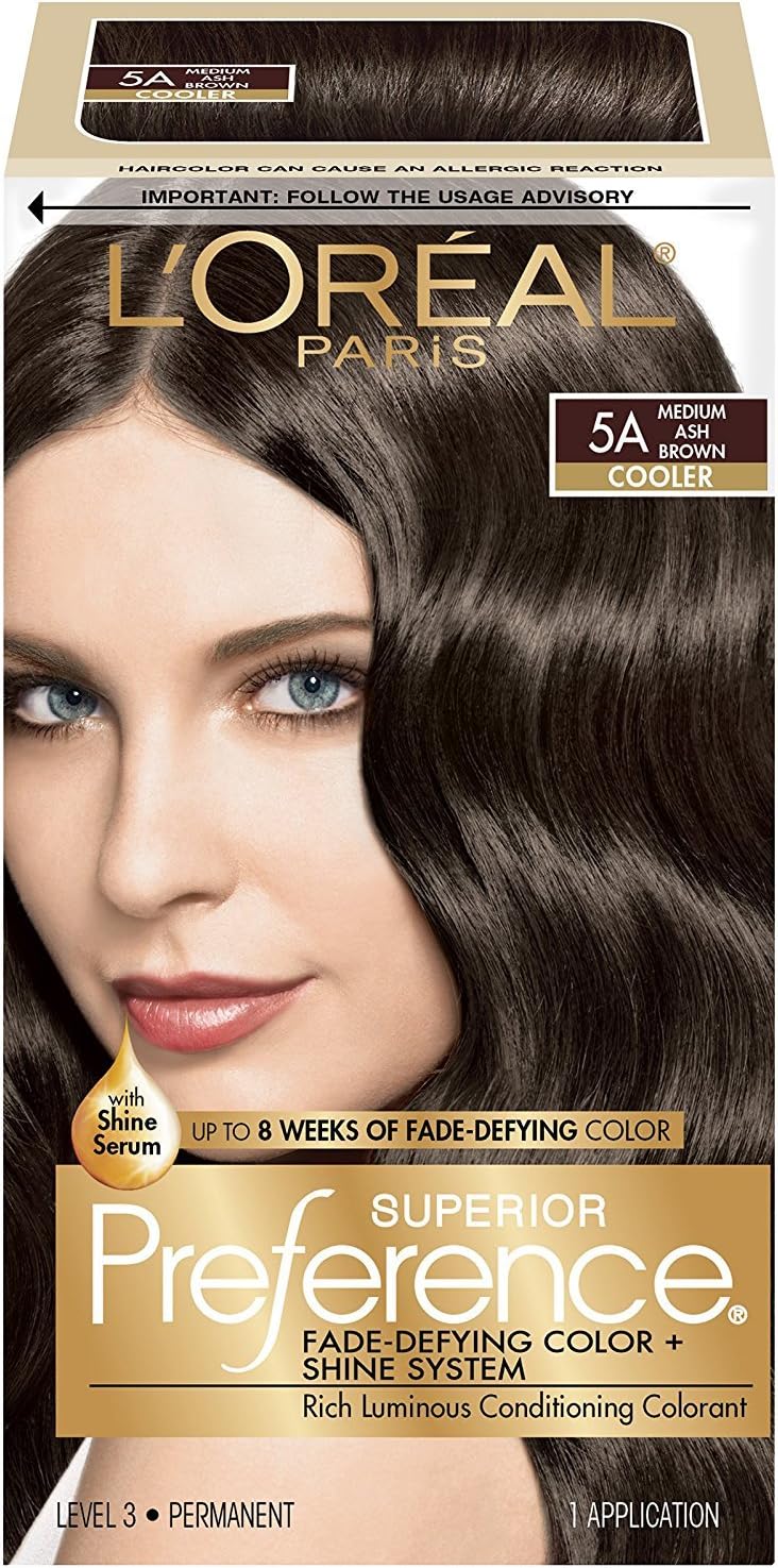 L'Oreal Superior Preference 5A Medium Ash Brown Hair Color Pack