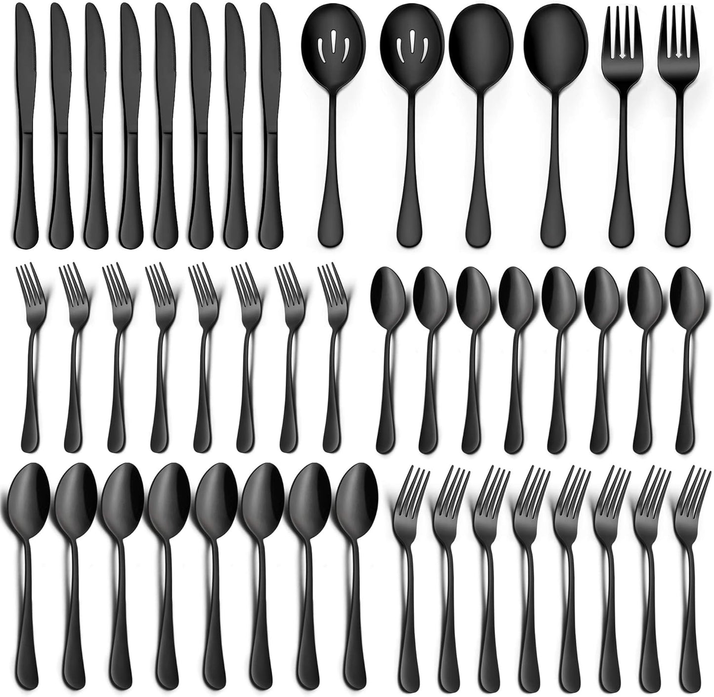 Elegant 46-Piece Black Silverware Set for 8 by LIANYU
