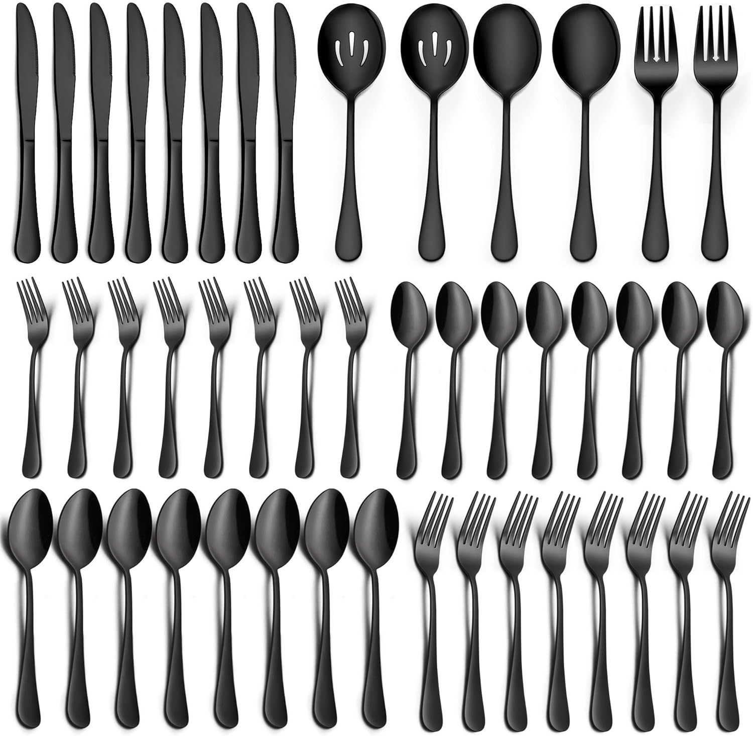 Elegant 46-Piece Black Silverware Set for 8 by LIANYU