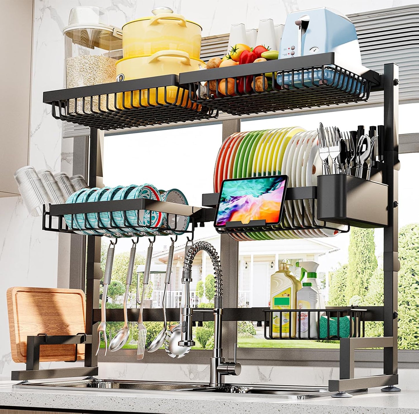 Expandable Over The Sink Dish Drying Rack for Kitchen Use