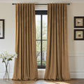 Gold Brown Velvet Curtains 108 in 2 Panel Sliding Door Drapes