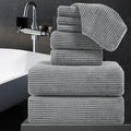 Dark Grey 8-Piece Oversized Microfiber Towel Set - Soft & Quick-Dry