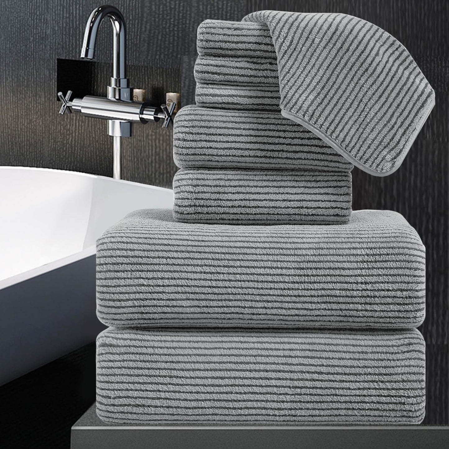 8-Piece Premium Towel Set for Bathroom - Soft and Absorbent