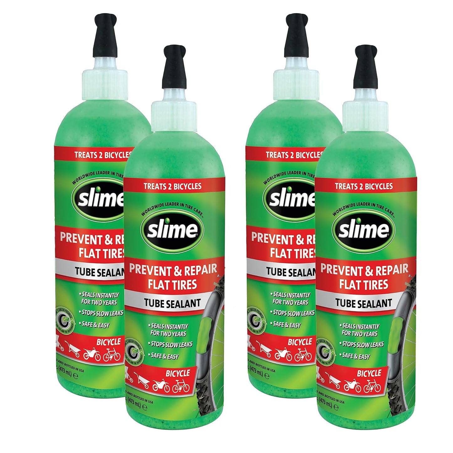 Slime 10056W-4PK Bike Tube Sealant for Fast Puncture Repair