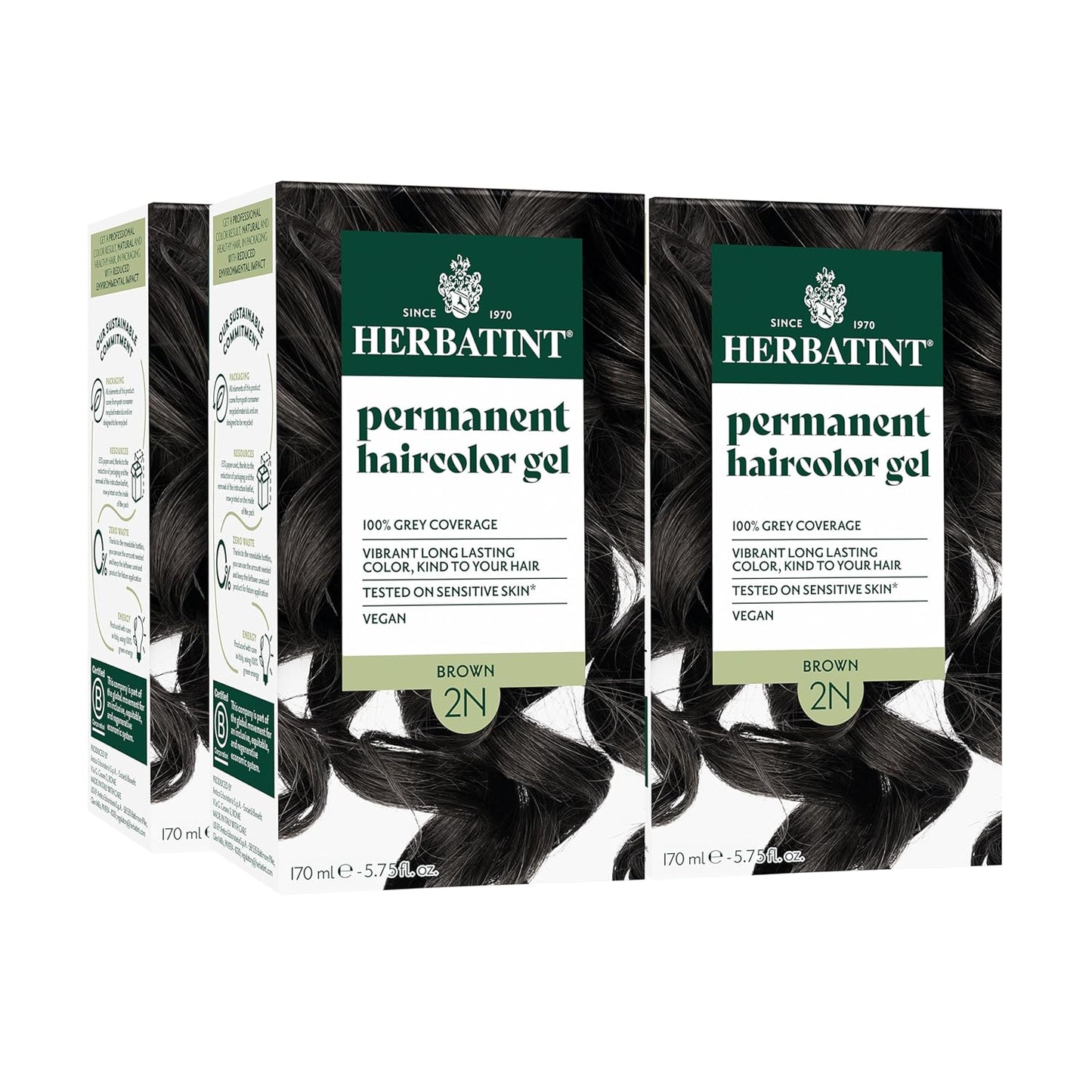 Herbatint Permanent Hair Dye 2N Brown for 100% Gray Coverage