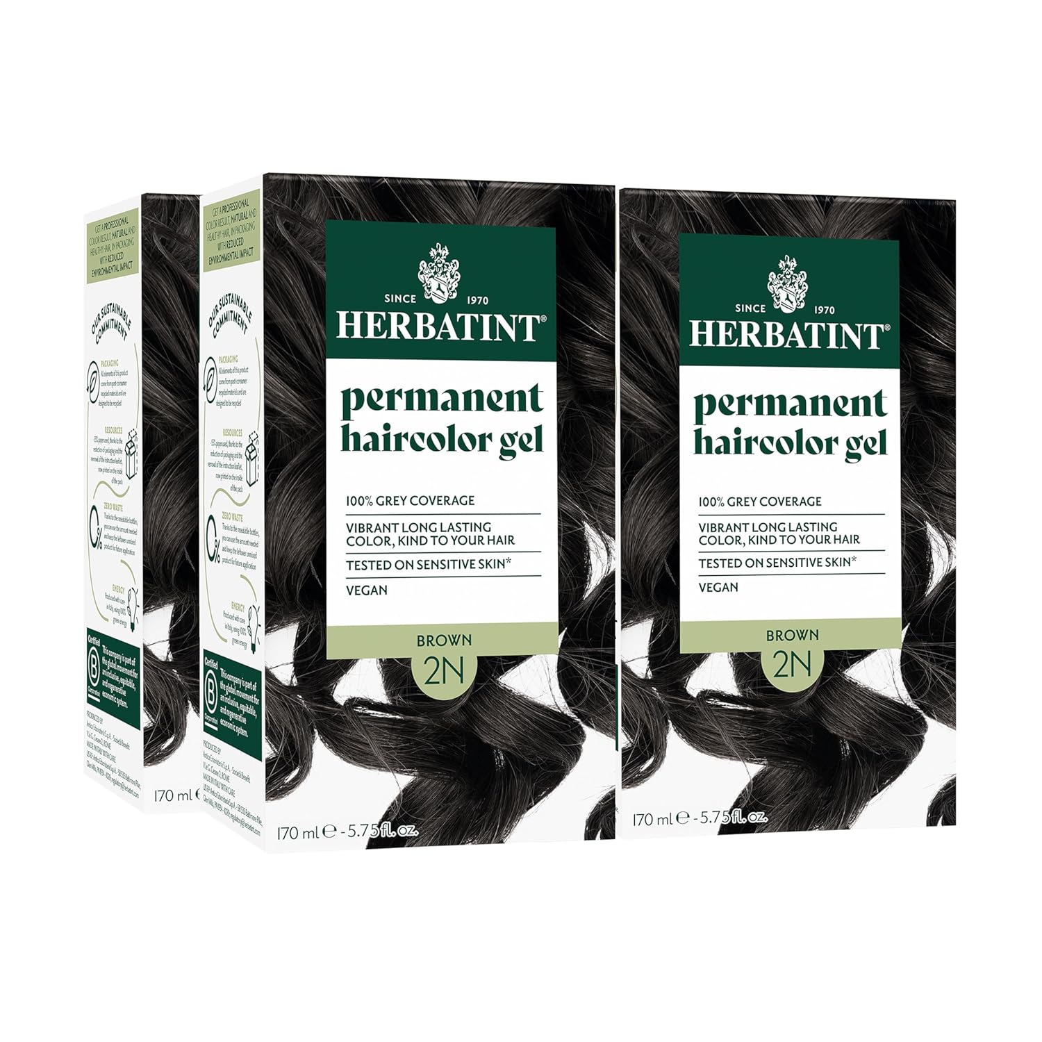 Herbatint Permanent Hair Dye 2N Brown for 100% Gray Coverage