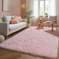 Pink Fluffy Shag Area Rug 5x7 - Soft Plush Carpet for Girls' Rooms