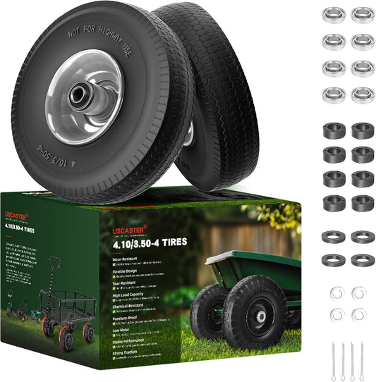 4.10/3.50-4 Flat Free Tire and Wheel Replacement for Hand Trucks