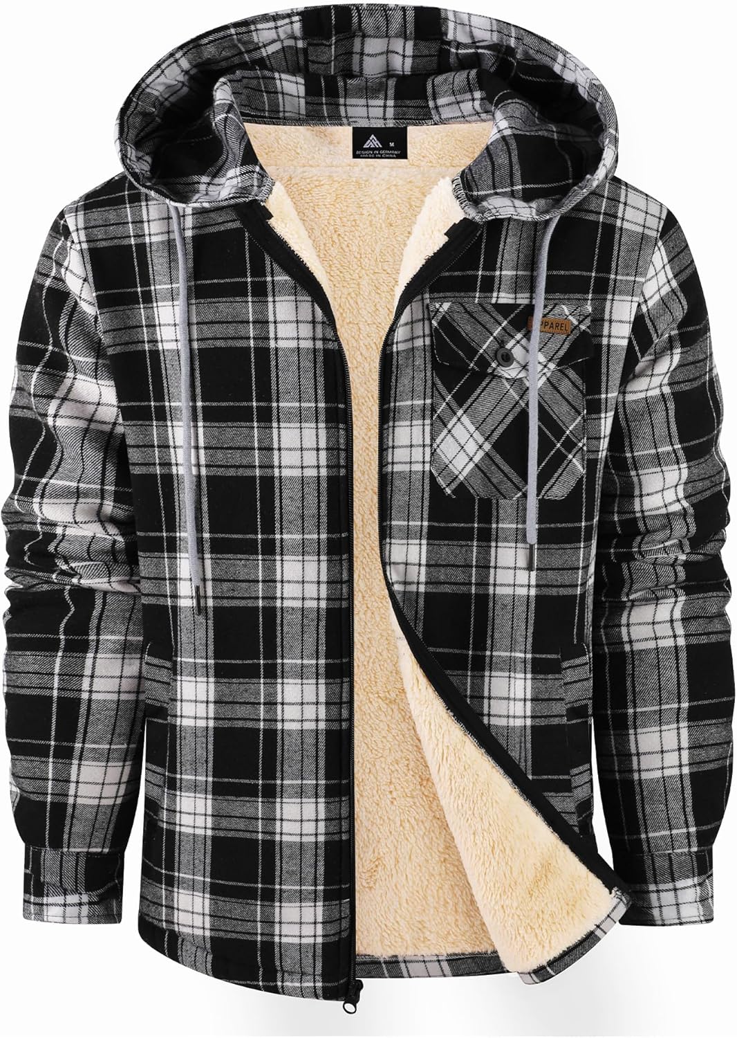 ZITY Men's Zipper Hoodies Flannel Shirt Jacket for Winter Warmth