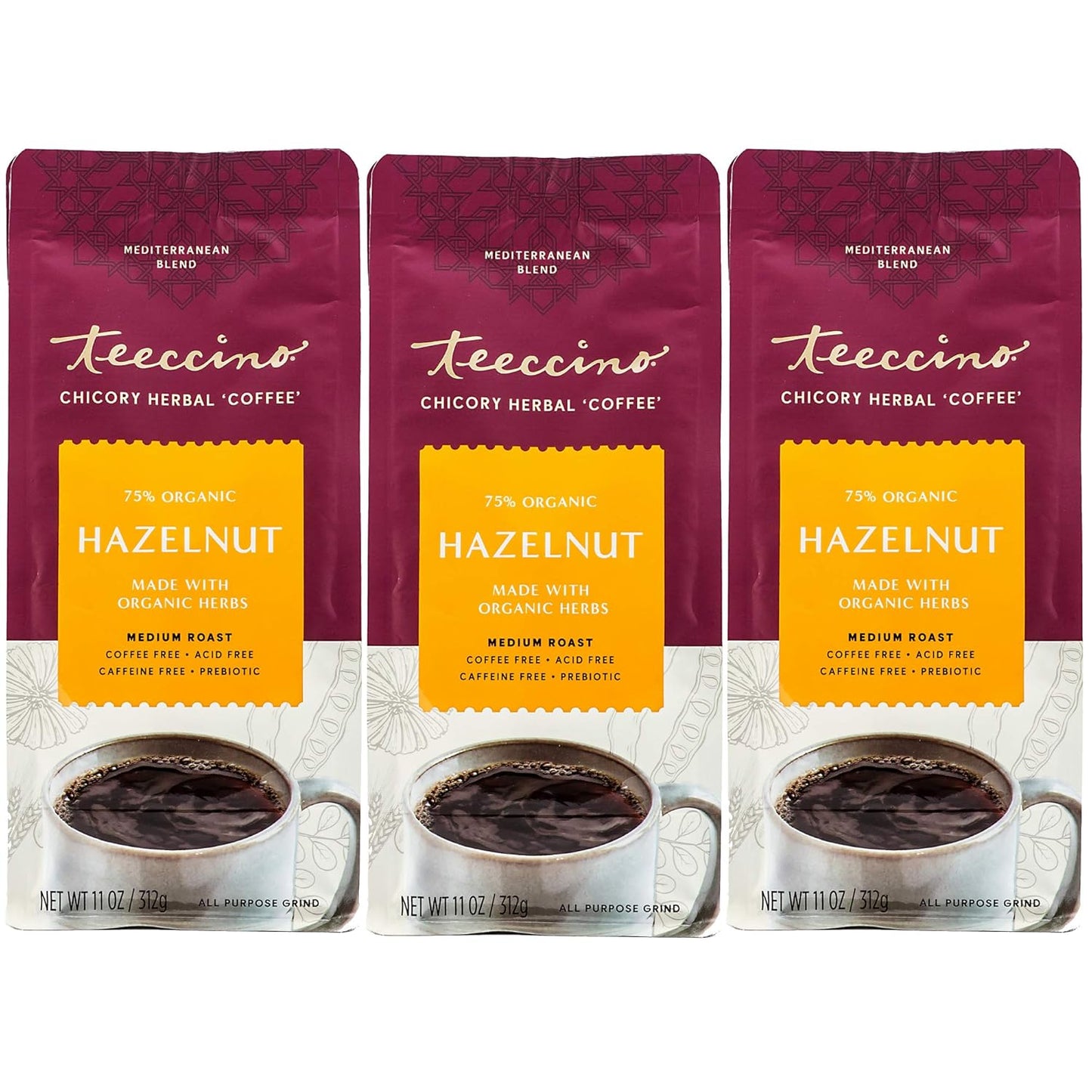 Teeccino Hazelnut Chicory Coffee Alternative - Caffeine Free Brew