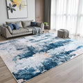 5x7 Blue Washable Area Rug for Living Room Bedroom - Modern Abstract