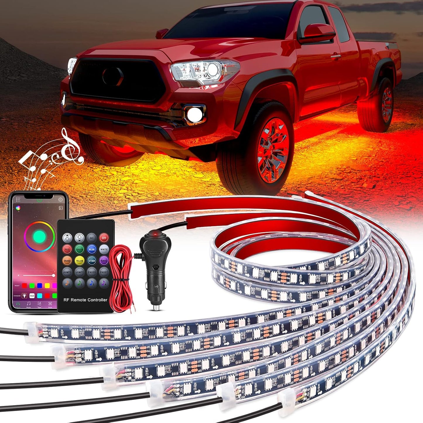 Nilight Car Underglow Neon Accent Strip Lights with Remote Control