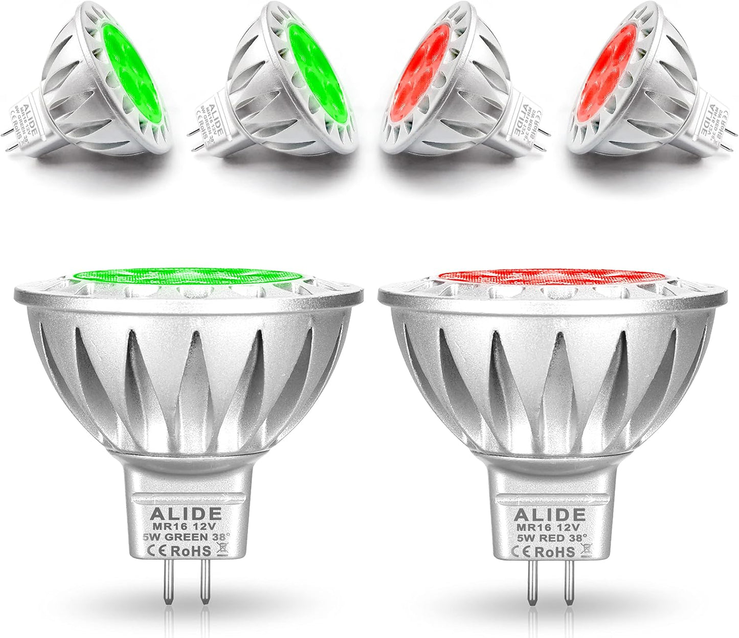 ALIDE Red Green MR16 GU5.3 LED Bulbs for Holiday Lighting