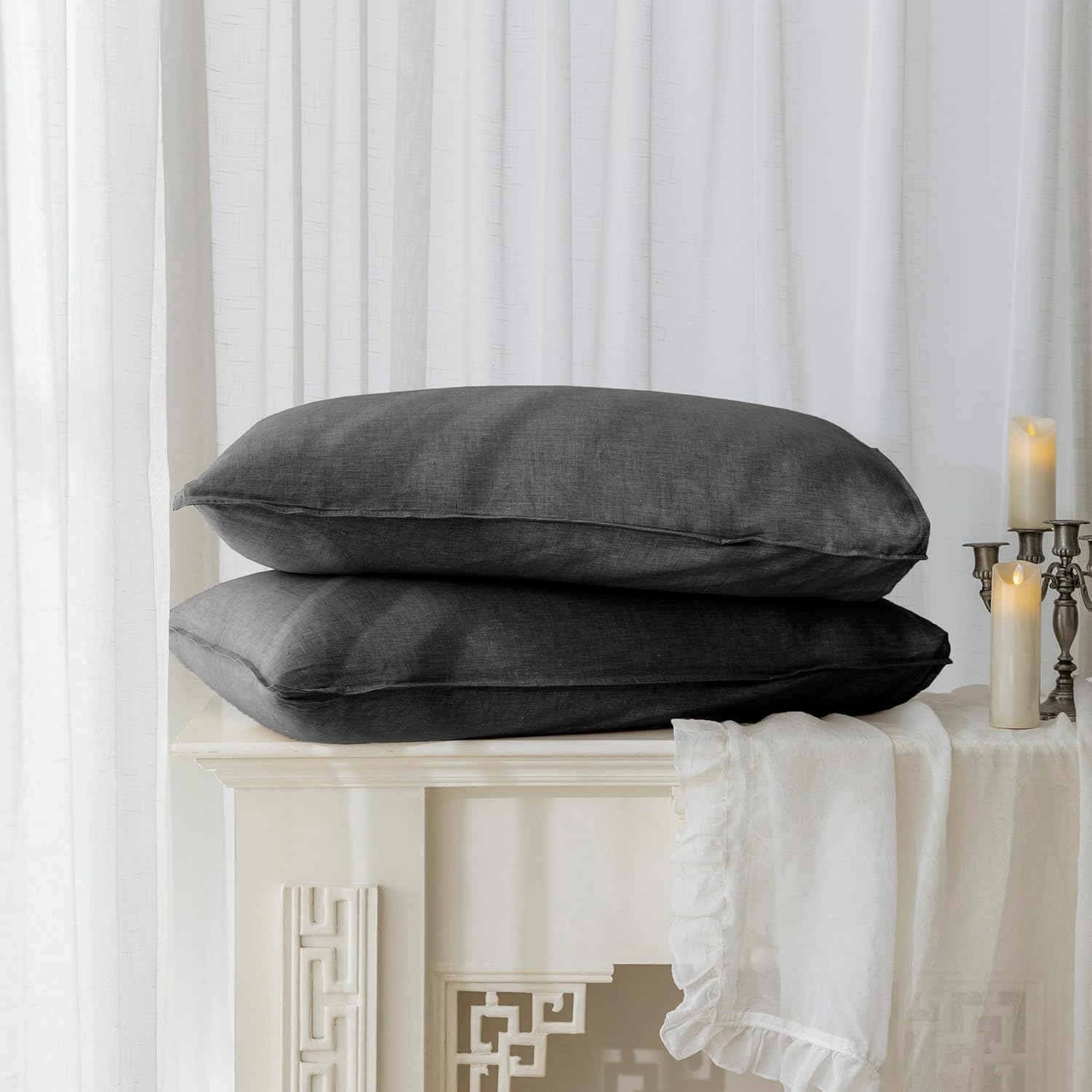 100% Linen Pillowcases Set of 2 for Luxurious Sleep Experience