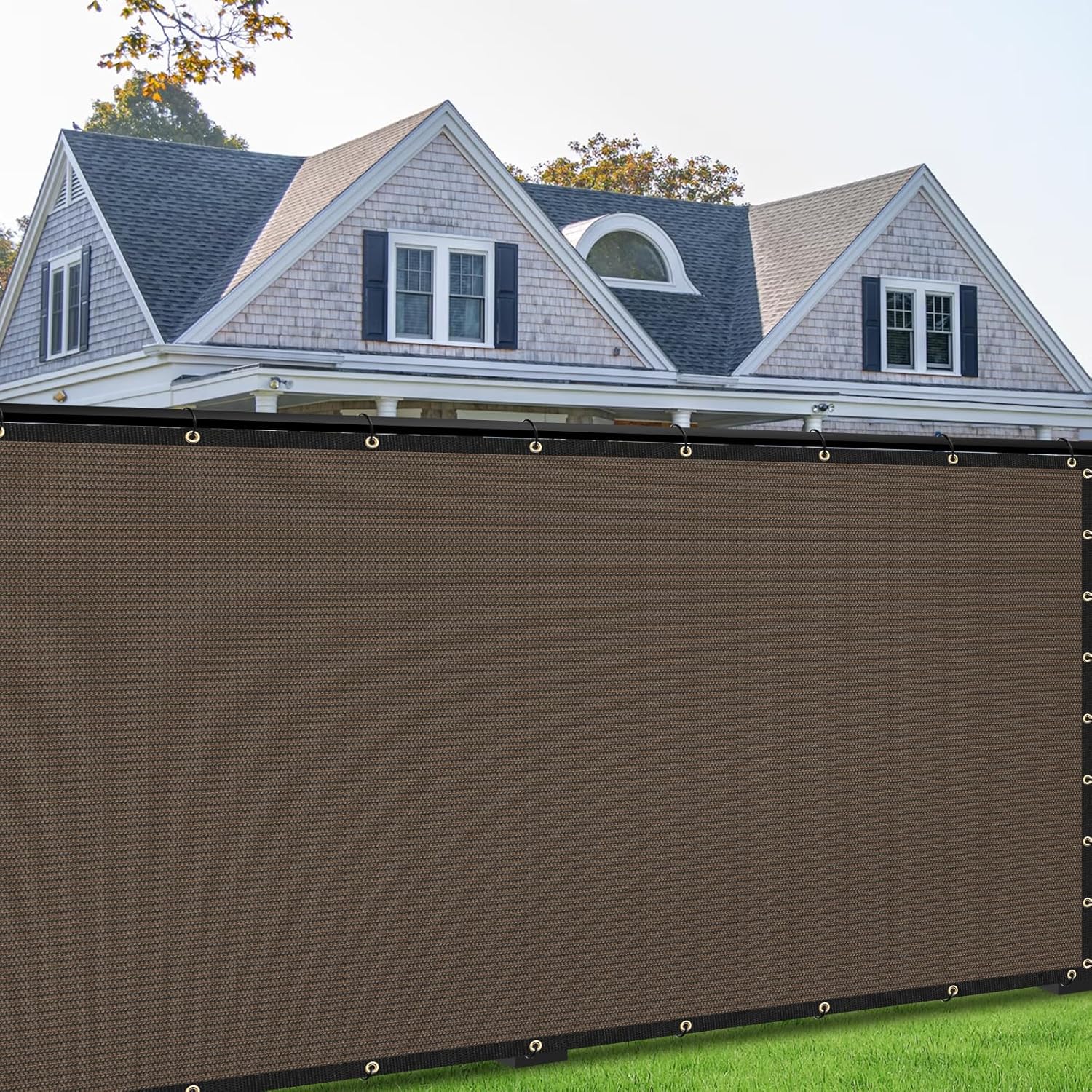 Custom Size Brown Privacy Screen Fence Cover for Outdoor Spaces