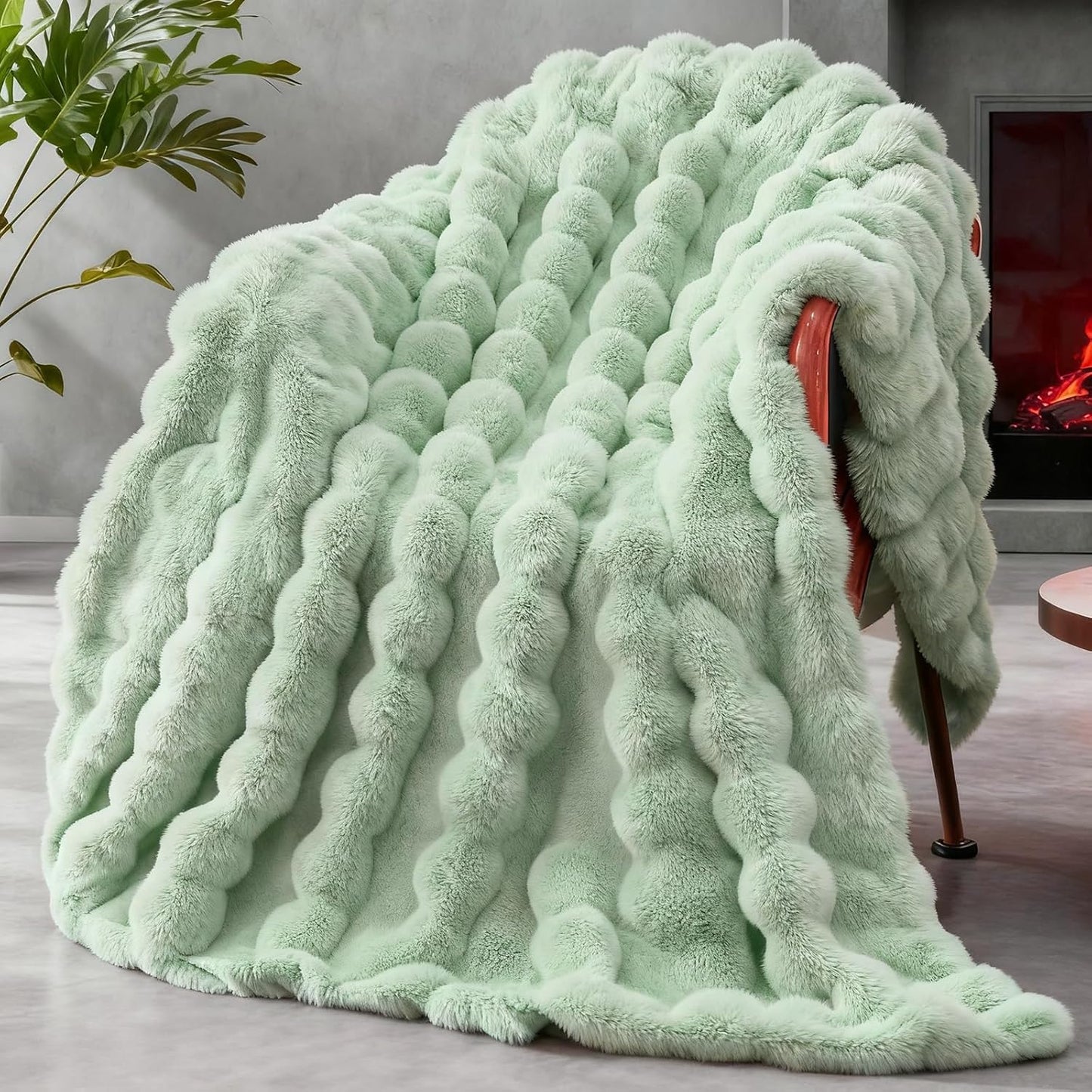Faux Fur Throw Blanket for Couch - Cozy Plush Sherpa Blanket