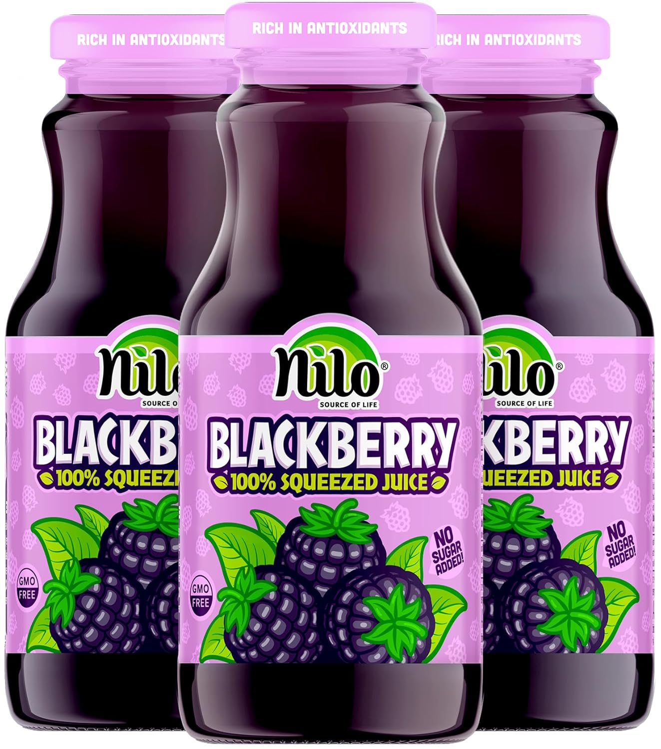 NILO Blackberry Juice - 100% Pure, No Sugar Added, Non-GMO