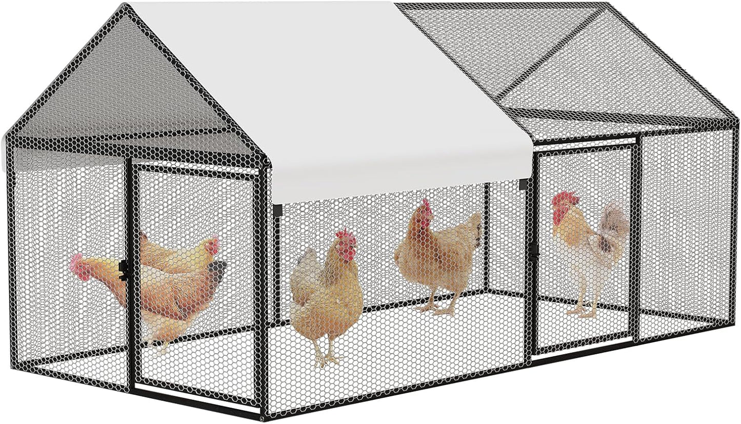Metal Chicken Coop 79in x 40in x 40in with Waterproof Cover