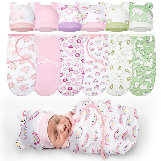 Ramede Preemie Swaddle Blanket Set with Hats for Newborns