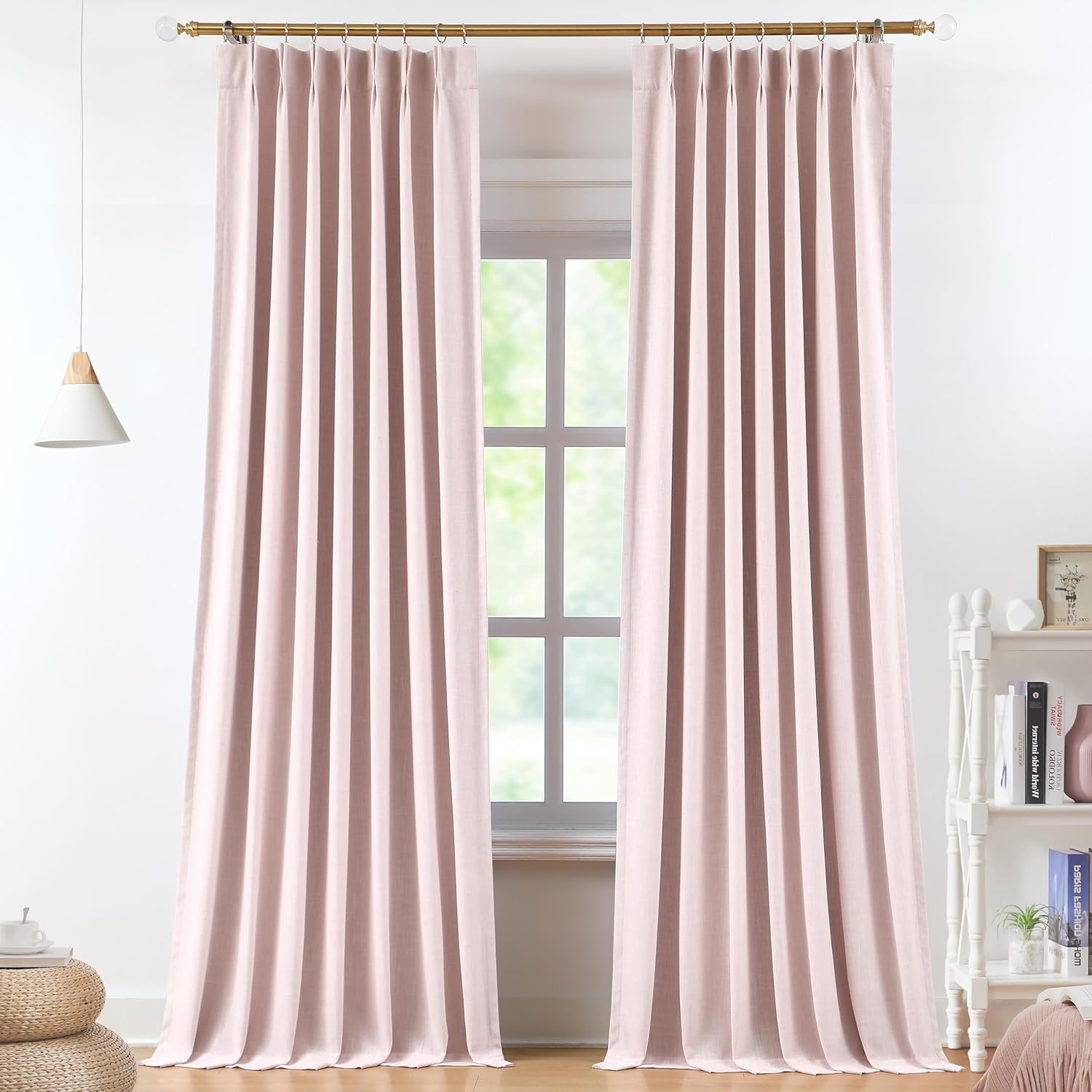 Soft Pink Pinch Pleated Blackout Curtains for Elegant Spaces