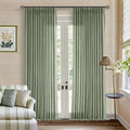 Pinch Pleated Green Linen Curtains 96 Inches Long for Living Room