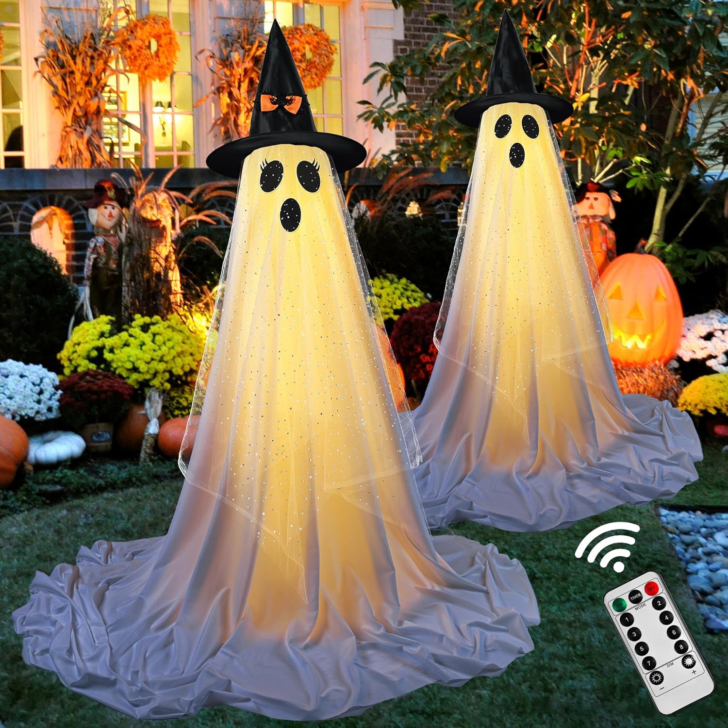Spooky Ghost String Lights for Halloween Outdoor Decorations