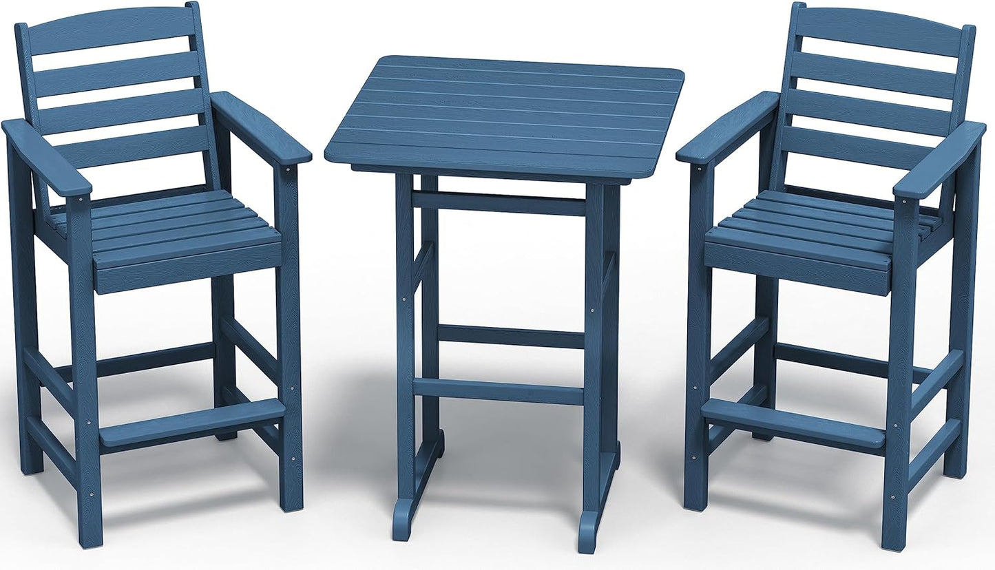 Adirondack Bar Height Chairs Set with Table for Outdoor Relaxation