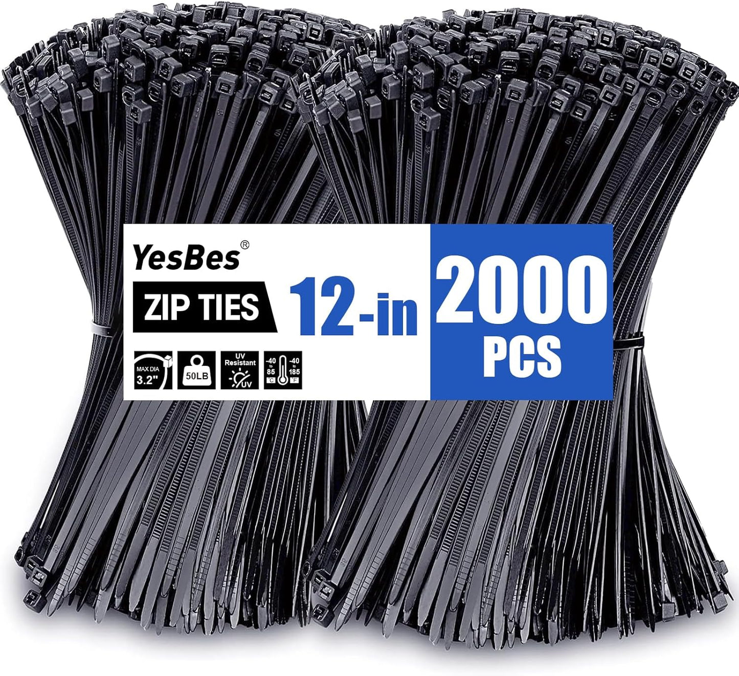 12 Inch Zip Ties 2000 PCS for Indoor and Outdoor Use