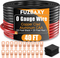 0 Gauge Wire 40FT (20ft Black+20ft Red) 1/0 Gauge Battery Cable