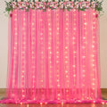 Hot Pink Tulle Backdrop Curtain with Lights 10x10 ft - Party Photo