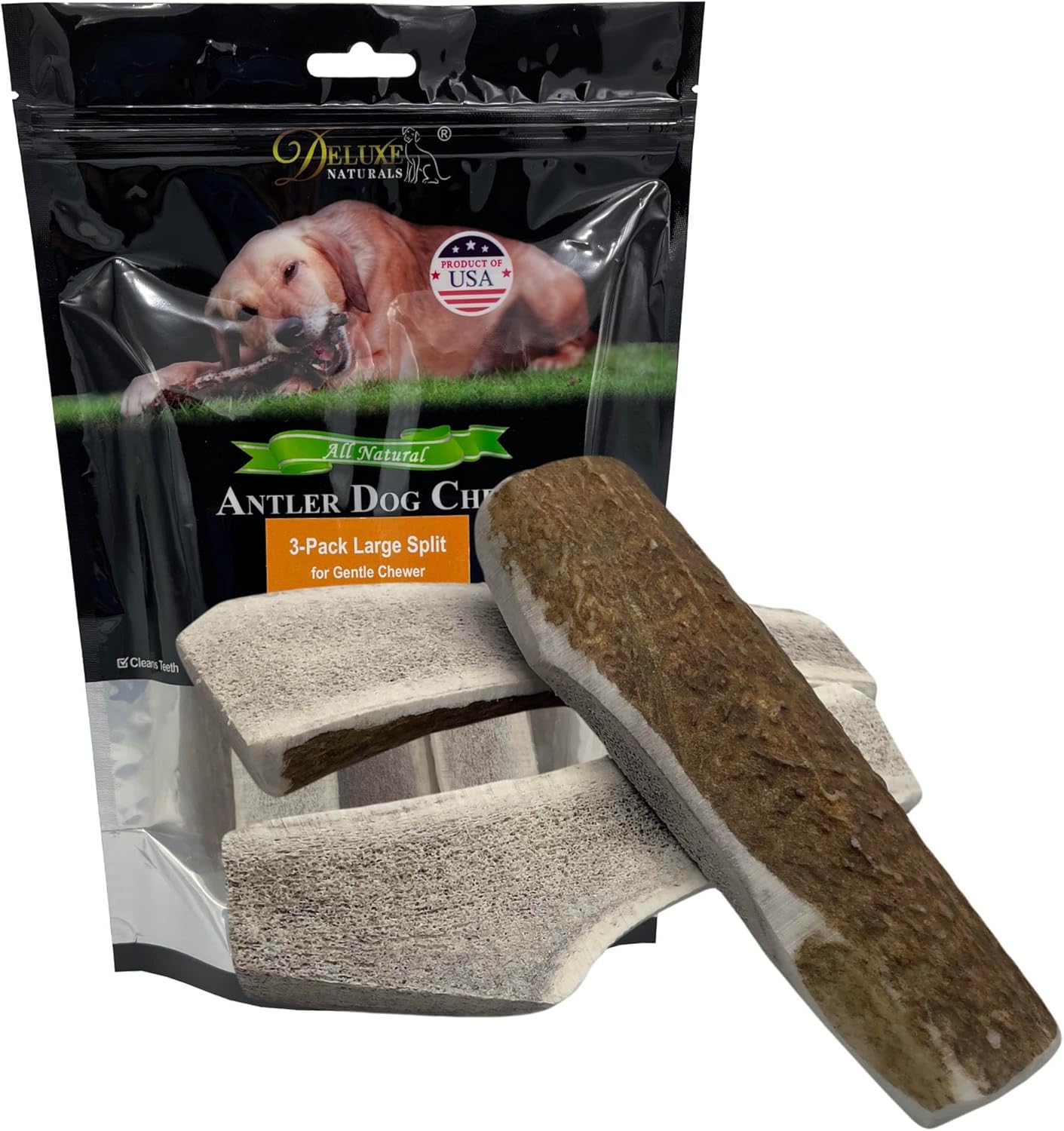 Large Split Elk Antler Dog Chews for Gentle Chewers & Puppies